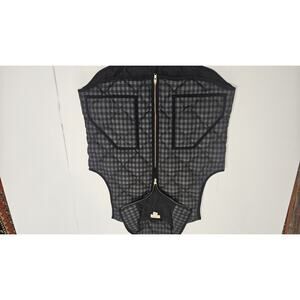 J.Crew Women's Quilted Down Vest Size Large. Grey/Black Checkered Full Zip